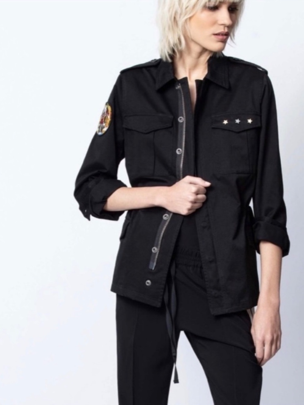 New Zadig & Voltaire Kayak Mili Skull Black Jacket Sizes S/36 $160